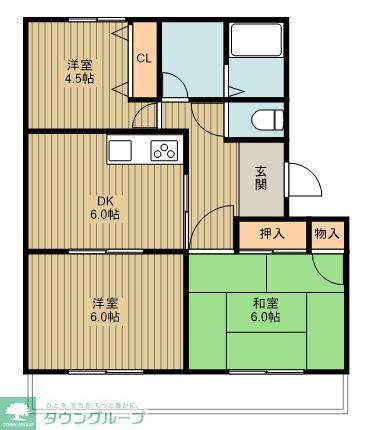 マンション霞野坂(3DK/1階)の間取り写真