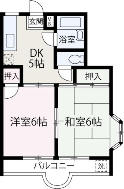 メゾンブランシュ(2DK/2階)の間取り写真