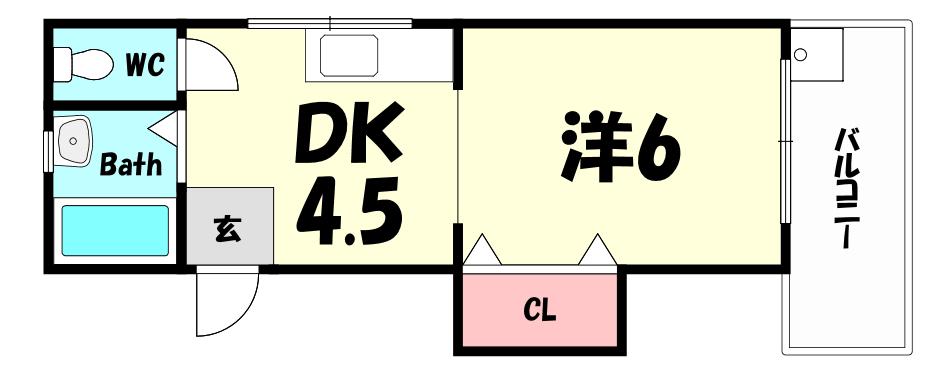 ハイツ生田(1DK/4階)の間取り写真