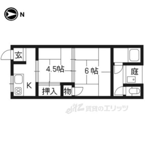 ヴィラ桂南(2K/2階)の間取り写真