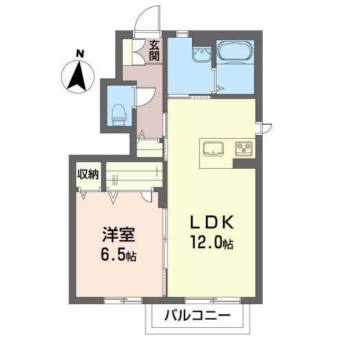 ルオントK(1LDK/1階)の間取り写真
