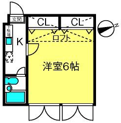 ジュネパレス春日部第8(1K/1階)の間取り写真