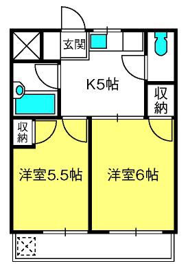 大東京戸田公園ハイツ(2K/4階)の間取り写真