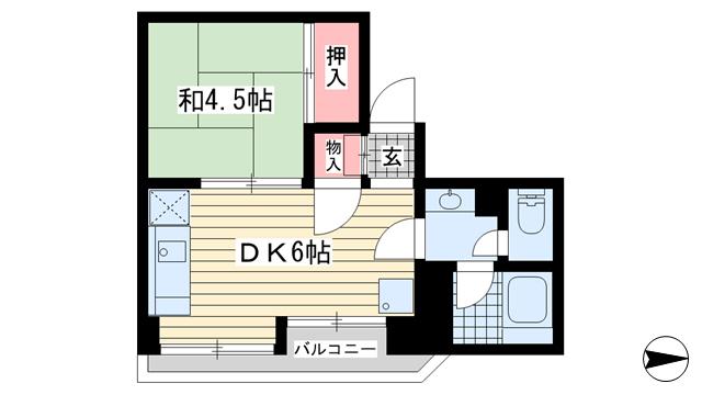 甲南アセットトーア・ハイツ(1DK/5階)の間取り写真