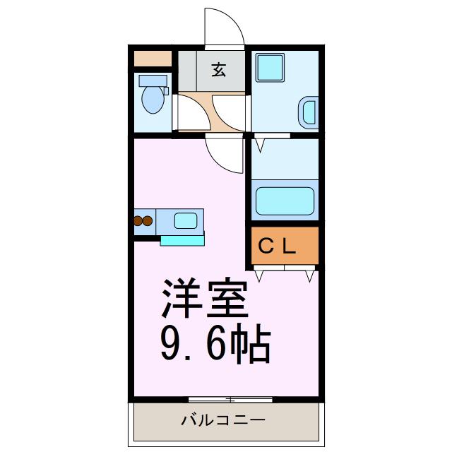 キックルII(ワンルーム/1階)の間取り写真