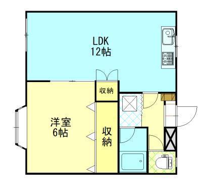 コーポ保戸野(1LDK/1階)の間取り写真