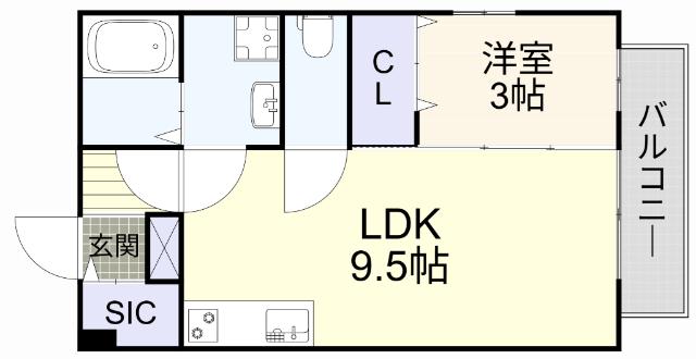 エスポワールM・T(1LDK/2階)の間取り写真
