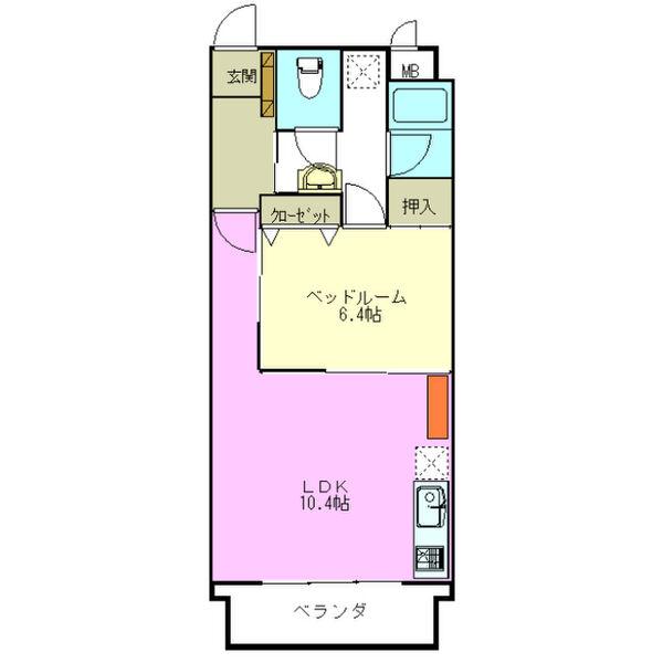 ミクニハイツ(1LDK/8階)の間取り写真