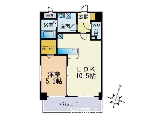 クレセント美野島(1LDK/7階)の間取り写真