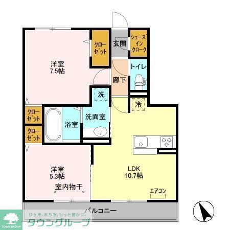 エスポワール(2LDK/2階)の間取り写真