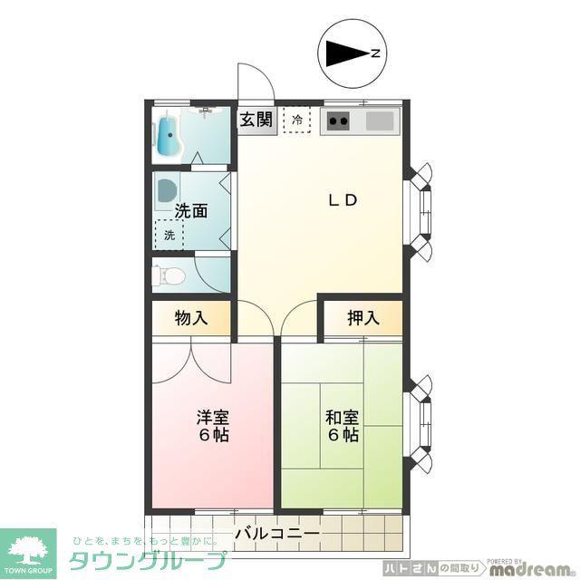 パークサイドI(2DK/2階)の間取り写真