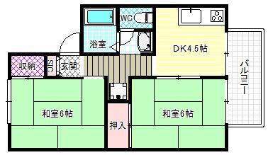 三英ハイツB(2DK/2階)の間取り写真