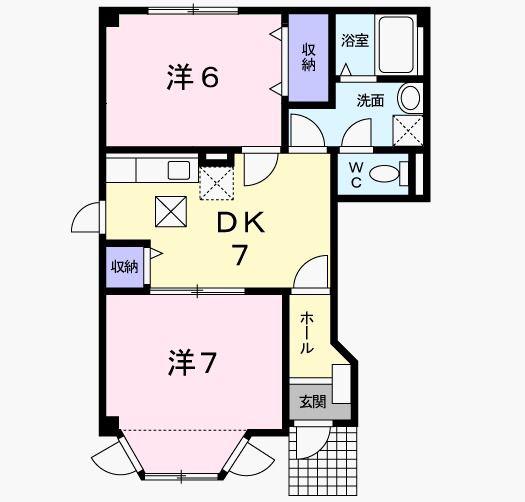 光シャトー(2DK/1階)の間取り写真
