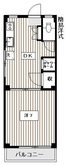 石原ハイツ(1DK/4階)の間取り写真