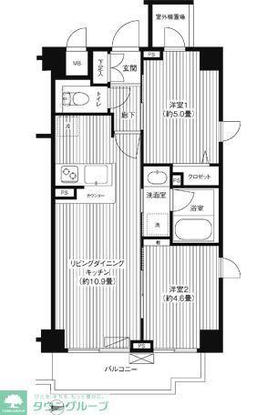 シャンドール目黒(2LDK/5階)の間取り写真