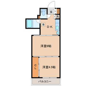 シャングリラ大和町(2DK/5階)の間取り写真