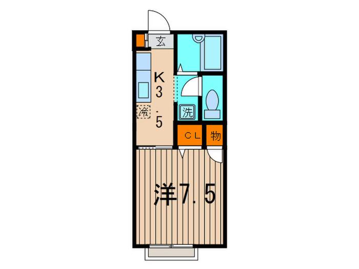 ソレアード梶ヶ谷(1K/2階)の間取り写真