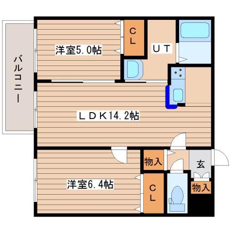 プレジデンス西町(2LDK/3階)の間取り写真