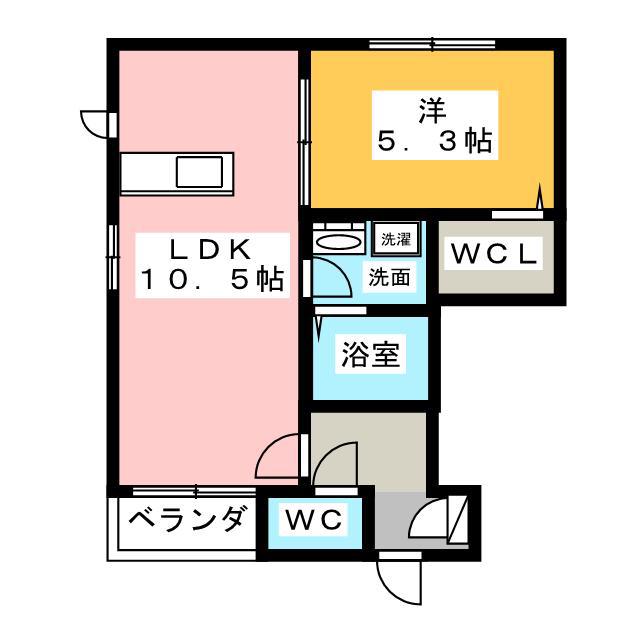 メゾン新月(1LDK/1階)の間取り写真