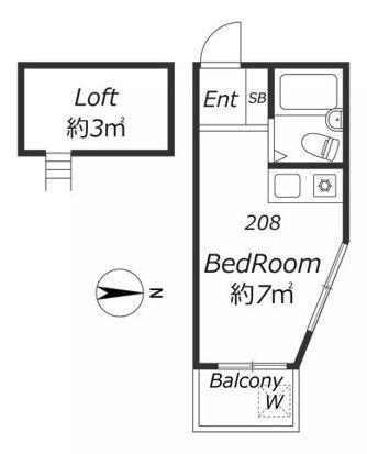 フォーシム三軒茶屋 208(ワンルーム/2階)の間取り写真