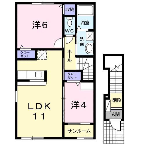 サンタモニカ(2LDK/2階)の間取り写真