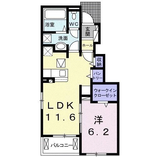 ヴィオラIII(1LDK/1階)の間取り写真