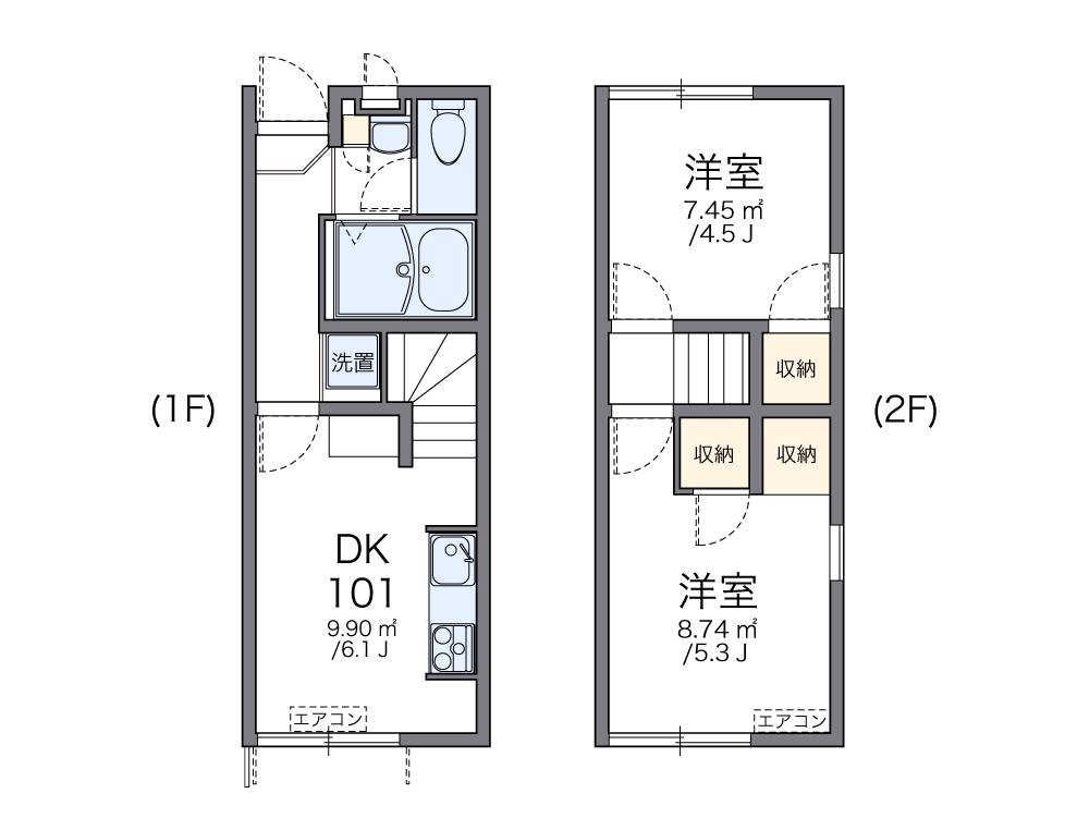 レオパレスナチュールII(2DK/1階)の間取り写真