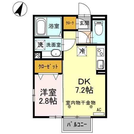 ＪＲ両毛線 駒形駅 徒歩16分 2階建 築10年(1DK/2階)の間取り写真