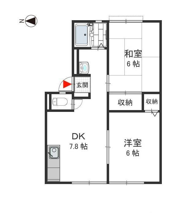 クリーンハイツ(2DK/1階)の間取り写真