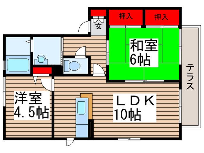 シャーメゾン弐番館(2LDK/1階)の間取り写真