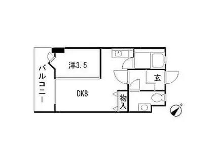 メイワコンチネンタル(1LDK/2階)の間取り写真