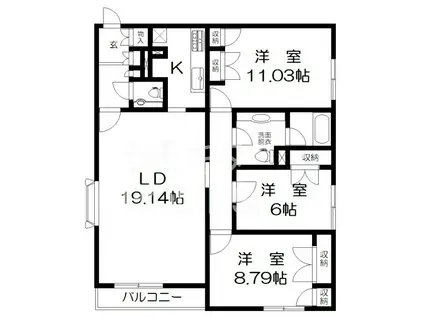 メゾン・ラ・フォンテーヌ(3LDK/1階)の間取り写真