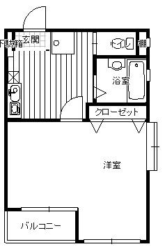 ソラール羽衣(1K/2階)の間取り写真
