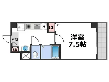 エイチ・ツーオー東小橋II(1K/6階)の間取り写真