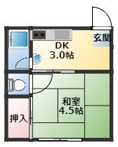 第一古荘アパート(1DK/2階)の間取り写真