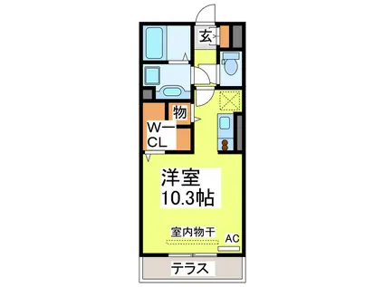 エガール(ワンルーム/1階)の間取り写真