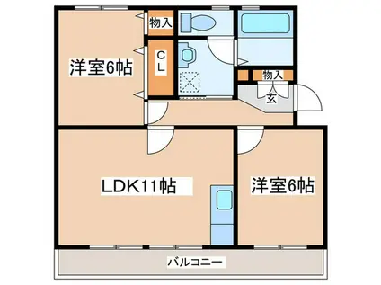 町田コープタウン11号棟(2LDK/3階)の間取り写真