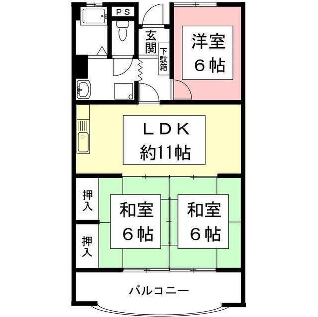 サンホワイトオサムラ(3LDK/3階)の間取り写真