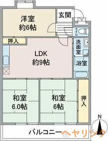 メルローズ2号館(3LDK/3階)の間取り写真