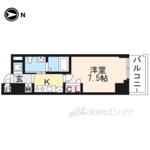 アクアプレイス京都洛南Ⅲ(1K/6階)の間取り写真