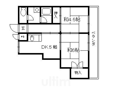 ウッドベルハイム(2DK/2階)の間取り写真
