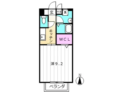 ソフィア桜川(1K/2階)の間取り写真