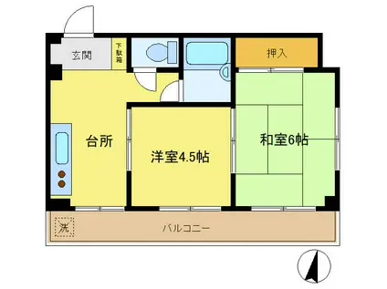 パール川内(2K/3階)の間取り写真