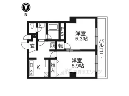 志津屋ハイツ(2K/4階)の間取り写真