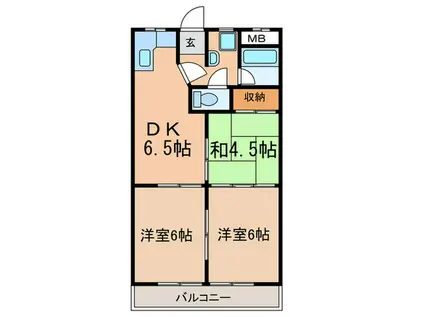 パークタウン三宅(3DK/2階)の間取り写真