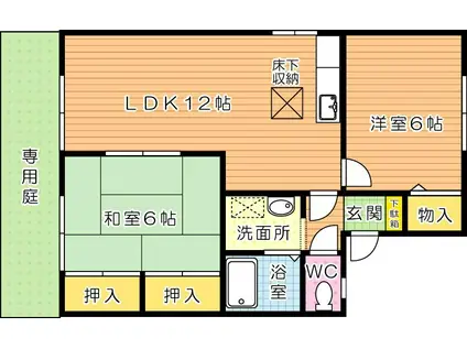 ウィステリア高須II B棟(2LDK/1階)の間取り写真