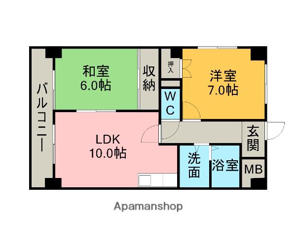 パークヒルズマンション(2LDK/3階)の間取り写真