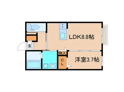 ハッピーホームI(1LDK/2階)の間取り写真