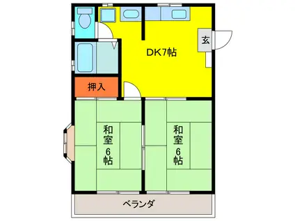 サンジェルマンIII(2DK/2階)の間取り写真