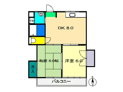 マノワール高(2DK/2階)の間取り写真